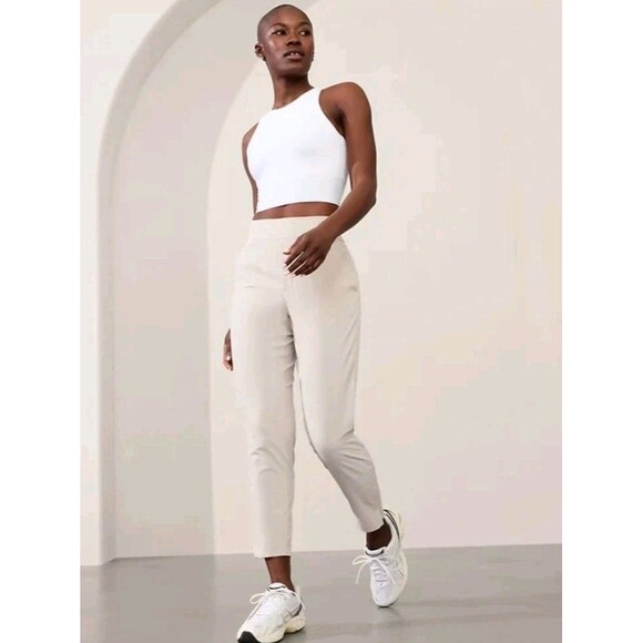 Athleta Brooklyn Ankle Pants Womens Size 14 Abalone Tan - Picture 1 of 7